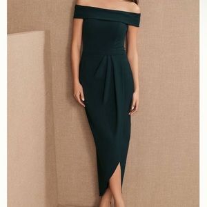 BHLDN Thompson Off-the-Shoulder dress in dark green